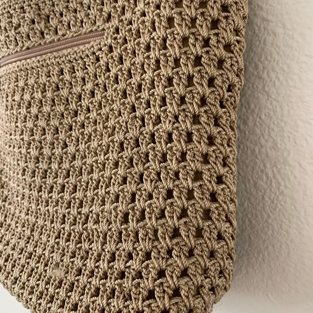 Lina Elegant Tan Crochet Tote Bag